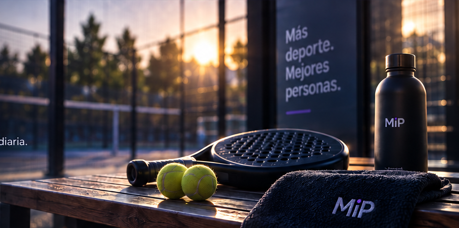Material de pádel en una pista al atardecer